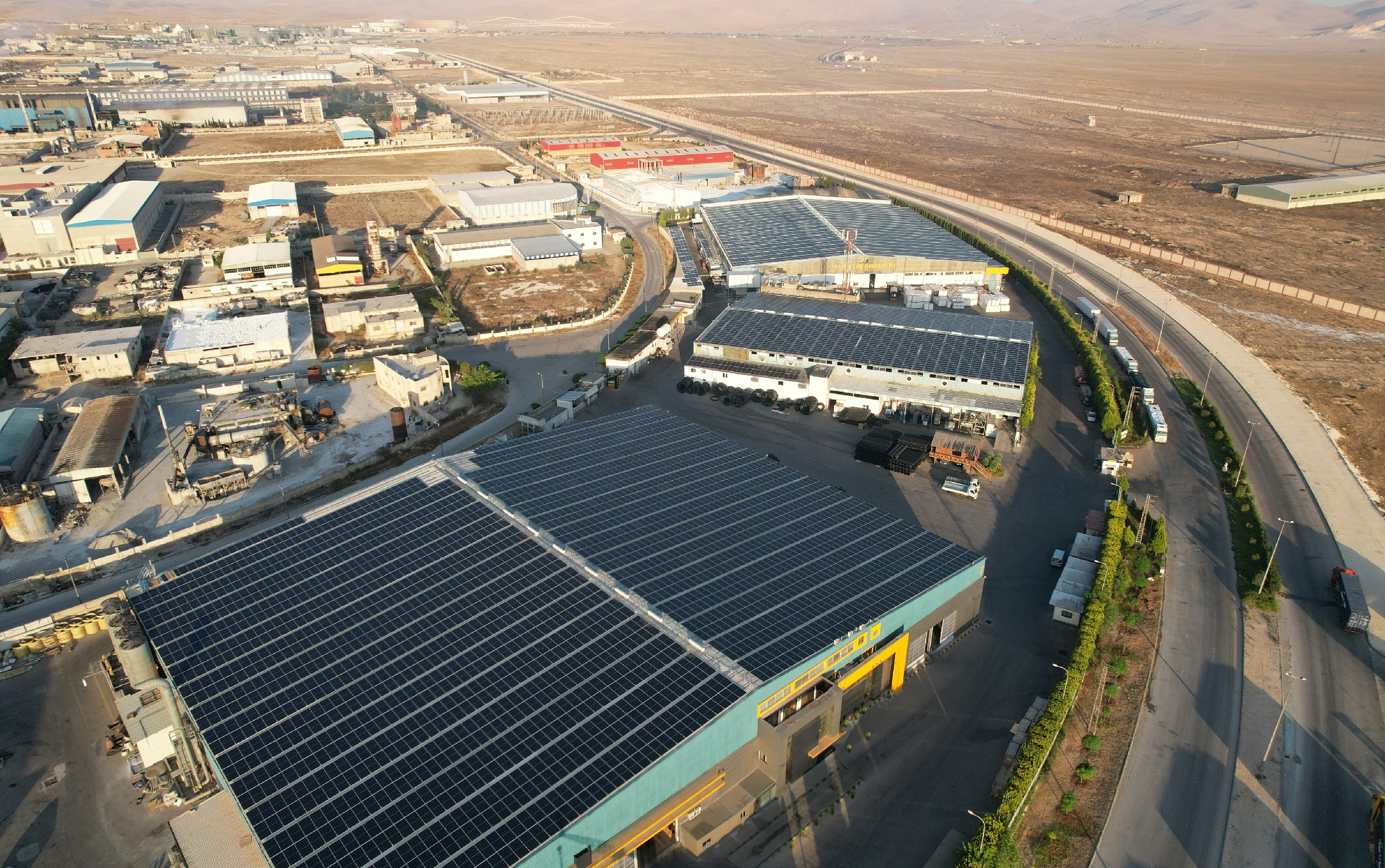 KFP industrial rooftop solar installation on factory buildings
