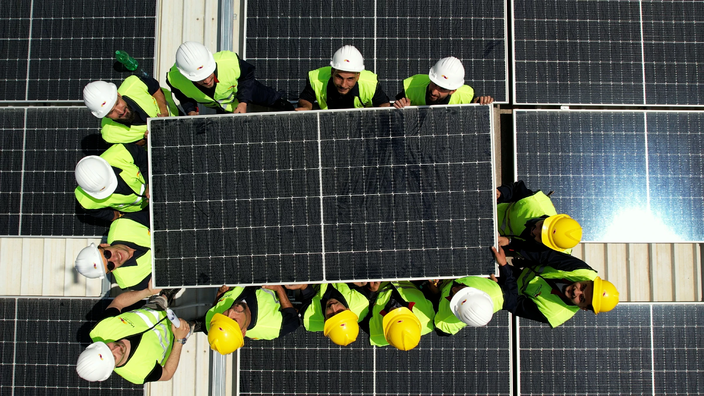 Aerial view of a large-scale solar EPC installation